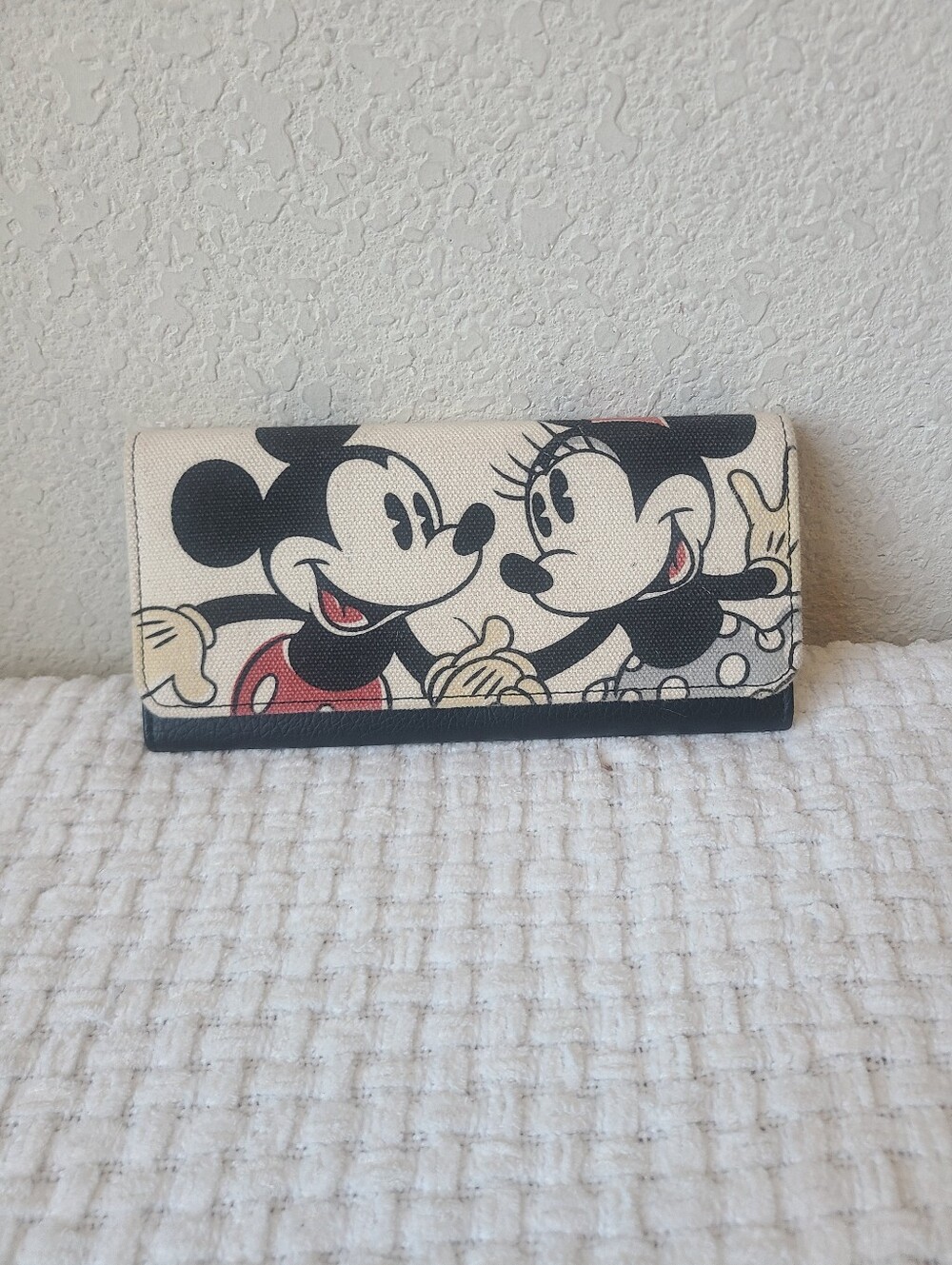 Loungefly Mickey & Minnie Cream Black Wallet with Red Accents